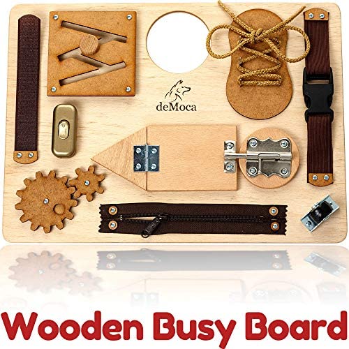 Toys for Toddlers: Montessori Busy Board for Toddlers – Wooden Sensory Toys for Toddlers – Travel Toy with Educational Activities and Fine Motor Skills Activity Toy for 2 3 Years Old Boys and Girls