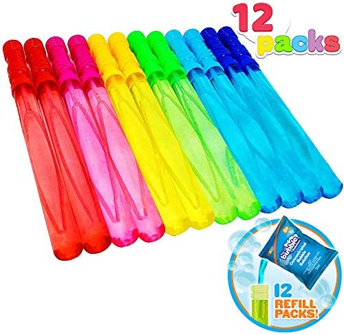 Toys for Babies Under One: Joyin Toy 12 Pack 14’’ Big Bubble Wand Assortment (1 Dozen) with Bubble Refill Solution – Super Value Pack of Summer Toy Party Favor (12 Bubble + 12 Refill Pack = 24pack)
