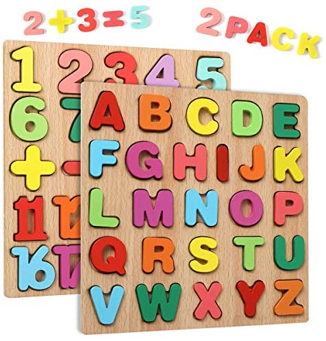 Toys for Toddlers: Wooden Puzzles for 2 3 4 Year Old Kids Toddlers, Toys Gifts for 2 3 4 Year Girls Boys Toddlers Alphabet Number Puzzles Set for Children Toddlers Learning Toys Gifts for Age 2 3 4 Girls Boys