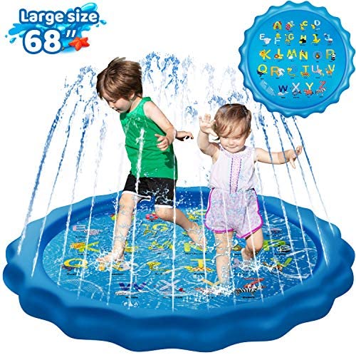 Toys for Babies Under One: KingsDragon Splash Pad Inflatable Sprinkler for Kids Outside Toys, 68″ Sprinkle and Splash Play Mat Kiddie Baby Toddlers Swimming Wading Pool for Learning Water Toys Gifts for 1-12 Year Olds