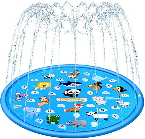 Toys for Babies Under One: TOHIBEE Sprinkler for Kids 68″ Splash Pad Wading Pool Outdoor Water Toys Backyard Fountain Play Mat Swimming Pool for Babies and Toddlers 1 -12 Year Old Boys Girls Party Sprinkler Toys
