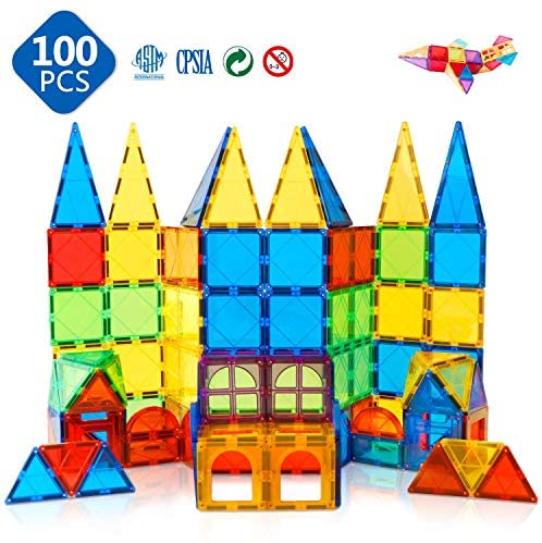 Toys for Toddlers: Magnet Toys Kids Magnetic Building Tiles 100 Pcs 3D Magnetic Blocks Preschool Building Sets Educational Toys for Toddlers Boys and Girls.