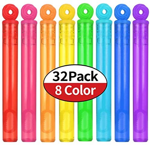 Toys and Games for Pre-Schoolers: 32-Piece 8 Colors Mini Bubble Wands Assortment Party Favors Toys for Kids Child, Christmas Celebration,Thanksgiving New Year, Themed Birthday,Wedding, Bath Time,Summer Outdoor Gifts for Girls Boys