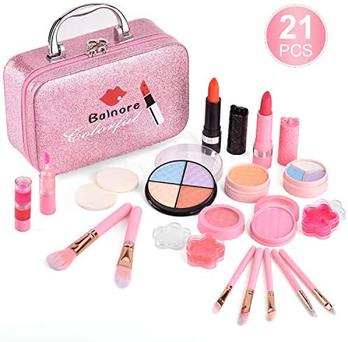 Toys for Babies Under One: balnore 21 Pcs Washable Makeup Toy Set, Safe & Non-Toxic,Real Cosmetic Beauty Set for Kids Play Game Halloween Christmas Birthday Party