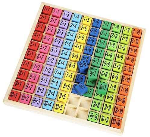 Toys and Games for Autistic Children: ROBUD Wooden Multiplication & Math Table Board Game, Kids Montessori Preschool Learning Toys Gift for Toodler Aged 3 Years Old and Up – 100 Cubes Wooden Building Blocks