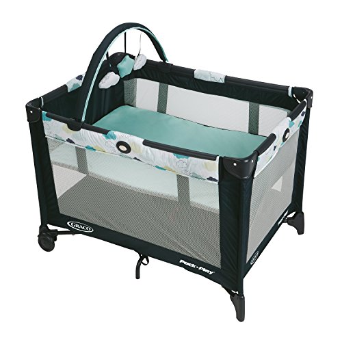 Toys for Babies Under One: Graco Pack and Play On the Go Playard | Includes Full-Size Infant Bassinet, Push Button Compact Fold, Stratus