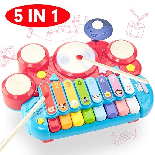 Toys for Toddlers: CubicFun 5 in 1 Kids Piano Drum Set Xylophone Baby Toys 12-18 Months Kids Toddler Toys Baby Girl Boy Einstein Toy Gifts Toys for 1 Year Old Girl Boy Toys for 2 Year Old Girls Boys Toys Birthday Gift