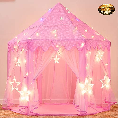 Toys and Games for Autistic Children: Senodeer Princess Tent for Girls Play Castle Fairy Tents for Kids Large Hexagon Play House with Little Star Lights Toys for Children or Toddlers Indoor or Outdoor Games — ASTM Certified