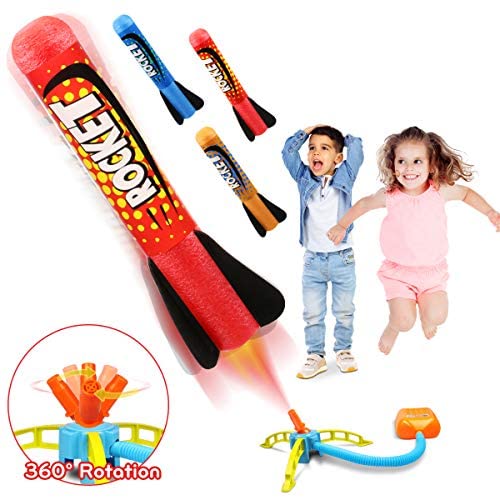 Toys and Games for Autistic Children: Duckura Jump Rocket Launchers for Kids, Outdoor Play with 3 Rockets, Summer Activities Games Sport Toys Gifts for Boys Girls Toddlers Age 3 4 5 6 and Up