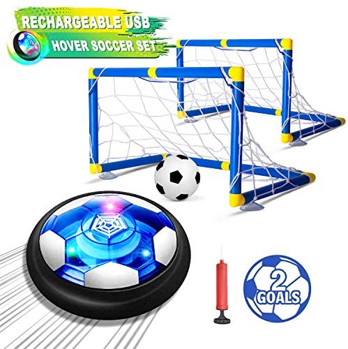 Toys and Games for Autistic Children: Kids Toys Hover Soccer Ball Set with 2 Goals, Air Soccer with LED Light, USB Rechargeable Floating Soccer Ball with Foam Bumper for Indoor Outdoor Sports Ball Game, Football Toy for Boy Girl Best Gift