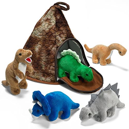 Toys for Toddlers: Prextex Dinosaur Volcano House with 5 Plush Dinosaurs Great for Kids Plush Toys for Toddlers