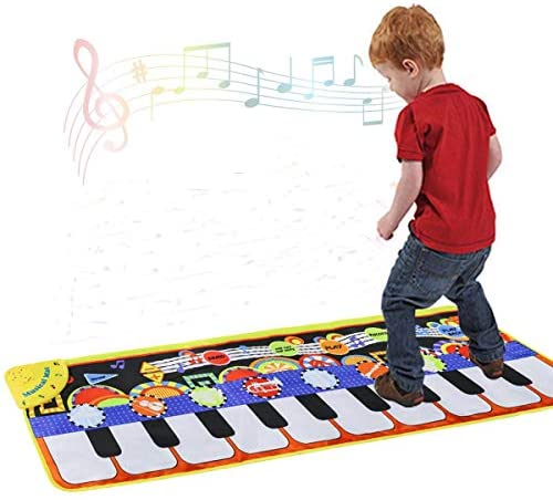 Toys for Toddlers: Cyiecw Piano Music Mat, Keyboard Play Mat Music Dance Mat with 19 Keys Piano Mat, 8 Selectable Musical Instruments Build-in Speaker & Recording Function for Kids Girls Boys, 43.3” x14.2”