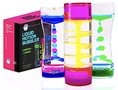 Toys and Games for Autistic Children: Liquid Motion Bubbler Set (Variety 3-Pack) The #1 Sensory Relief Fidget Toys Water Bubbler & Liquid Timer for Autistic Children & Sensory Kids + Spiral Liquid Motion Bubbler for Sensory Play