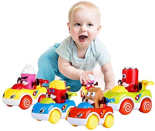 Toys for Babies Under One: LUKAT 1 Year Old Boy Gifts, Toddler Toy Cars Set of 4 Friction Powered Cars, Pull Back Cars Cartoon Push and Go Friction Powered Car Toys, Baby Toy Vehicles Set Toy Best Toys for Boys and Girls