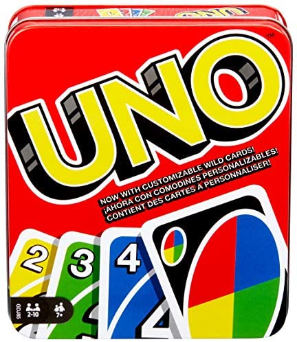 Toys and Games for Pre-Schoolers: Mattel Games UNO: Family Card Game, with 112 Cards in a Sturdy Storage Tin, Travel-Friendly, Makes a Great Gift for 7 Year Olds and Up [Amazon Exclusive] (GDJ85)