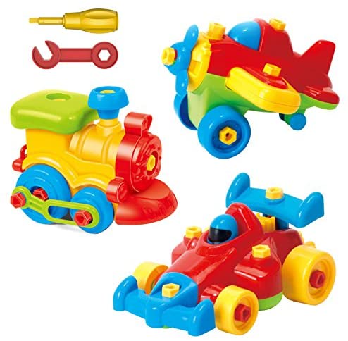 Toys and Games for Autistic Children: Take Apart Toys Set – Airplane Toy – Train Toy – Racing Car Toy, For Kids – Stem Learning Educational Construction Tool Engineering set Toys For Boys & Girls Ages 3,4,5,6 Years Old And Up, Great GIFT