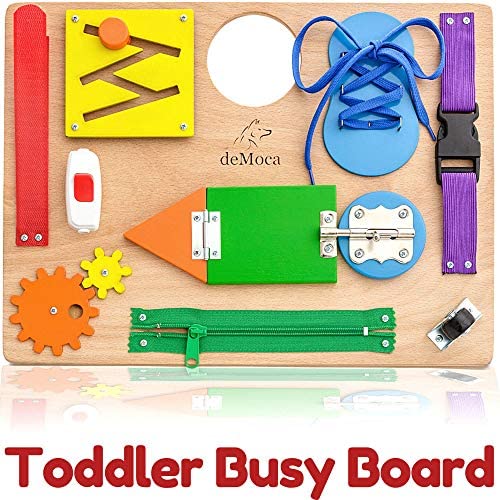 Toys and Games for Autistic Children: Montessori Busy Board for Toddlers – Wooden Sensory Toys – Toddler Activities for Fine Motor Skills Travel Toy – Educational Toys for 3 Year Old Boys & Girls