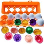 Toys and Games for Pre-Schoolers: J-hong Matching Eggs Educational Color & Shape Recognition Sorter Puzzle Skills Learning Toy, Know Vegetables Fruits Color & Shape Egg Set. for 1 2 3 Years Old Toddlers Kids. (12 Eggs)