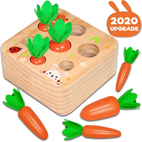 Toys for Toddlers: Hamsoo Montessori Toys for Toddlers Age 1-3, Carrot Harvest Shaped & Size Matching Game Fine Motor Skill Wooden Toys for 1 2 3 Year Old Boys and Girls Baby Preschool Learning Best Gift