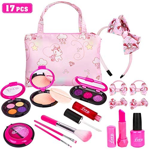 Toys for Toddlers: LOYO Girls Pretend Play Makeup Sets Fake Make Up Kits with Cosmetic Bag for Little Girls Birthday Christmas, Toy Makeup Set for Toddler Girls Age 2, 3, 4, 5 (Not Real Makeup)