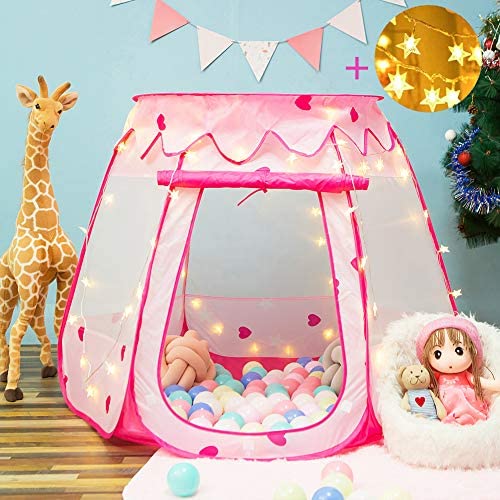 Toys for Toddlers: crayline Pop Up Princess Tent with Star Light, Toys for 1&2&3 Year Old Girl Birthday Gift, Ball Pit for Toddlers Girls Toys, Easy to Pop Up and Assemble.