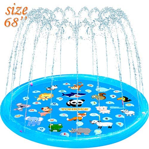 Toys for Toddlers: TOHIBEE Splash Pad, Sprinkler for Kids & Baby Pool, 68” Outdoor Water Toys Wading Pool for Learning,Children Splash Play Mat Swimming Pool Summer Sprinkler Toys for Toddlers and Boys Girls