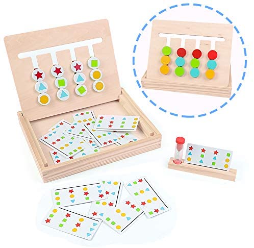 Toys and Games for Pre-Schoolers: Fajiabao Wooden Montessori Toys Color Shape Sorting Logic Board Games Maze Slide Puzzle Board Kids Autism Toy Developmental Early Learning Trays Birthday Gifts for Children Boys Girls