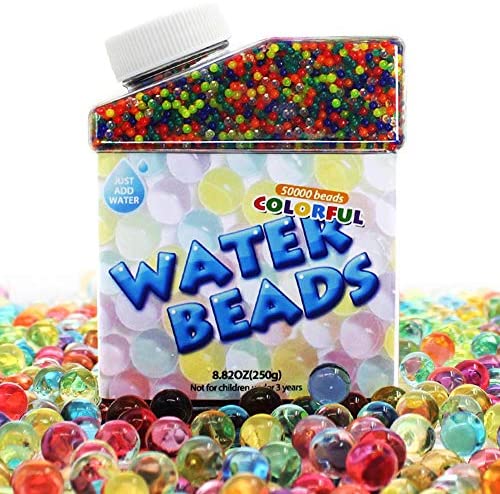 Toys and Games for Autistic Children: UMIKU Water Beads 50000 Soft Beads Rainbow Mix Water Growing Balls for Kids Tactile Sensory Toys Home Décor