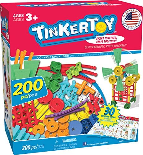 Toys and Games for Autistic Children: TINKERTOY 30 Model 200 Piece Super Building Set – Preschool Learning Educational Toy for Girls and Boys 3+ (Amazon Exclusive)