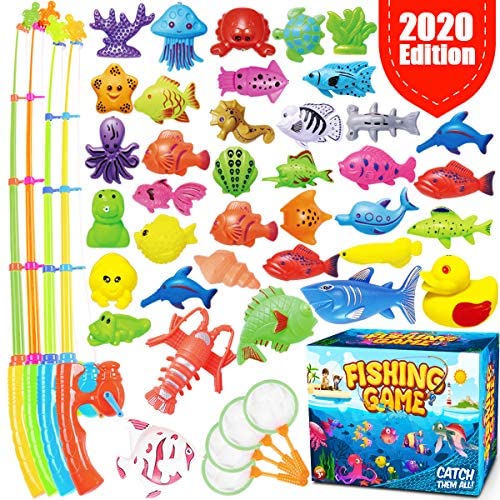 Toys for Toddlers: GoodyKing Magnetic Fishing Game Pool Toys for Kids – Magnetic Fishing Toy for Toddlers Bath-tub Outdoor Indoor Carnival Party Water Table, Poles Nets Fishes for Kids Age 3 4 5 6 Years Old Gift Summer