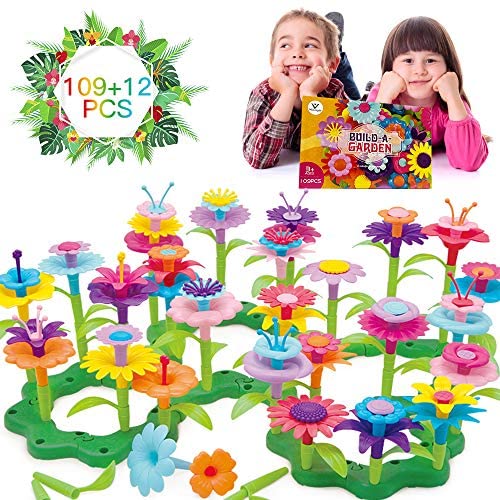 Toys for Toddlers: Vinciph Flower Garden Building Outdoor Toys for Toddlers Kid Age 3,4,5,6,7 Old,Creative DIY Build a Bouquet Sets for Girls Ideal Christmas Birthday Gifts(109+12 PCS)