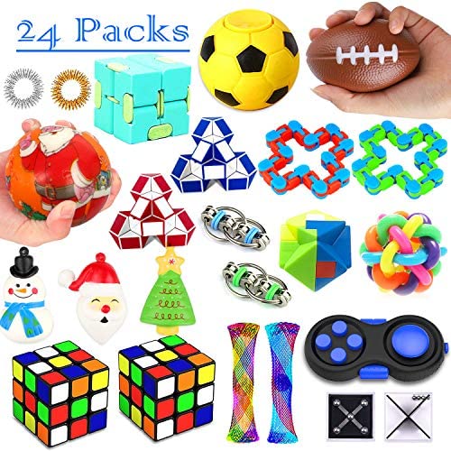Toys and Games for Autistic Children: 24 Pack Sensory Toys Set, Fidget Toys Pack Stress Relief Hand Toys for Adults Kids ADHD ADD Anxiety Autism – Perfect for Birthday Pinata Fillers, Classroom Treasure Box Prizes and Carnival Games