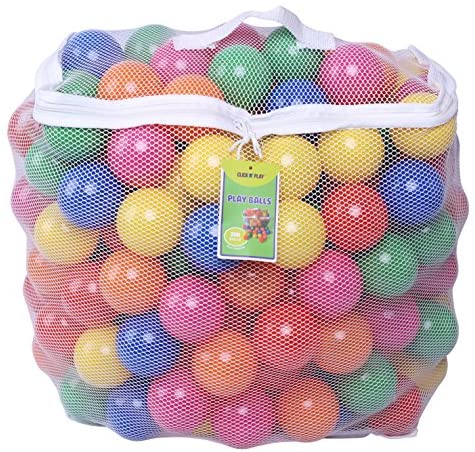 Toys and Games for Autistic Children: Click N’ Play Pack of 200 Phthalate Free BPA Free Crush Proof Plastic Ball, Pit Balls – 6 Bright Colors in Reusable and Durable Storage Mesh Bag with Zipper