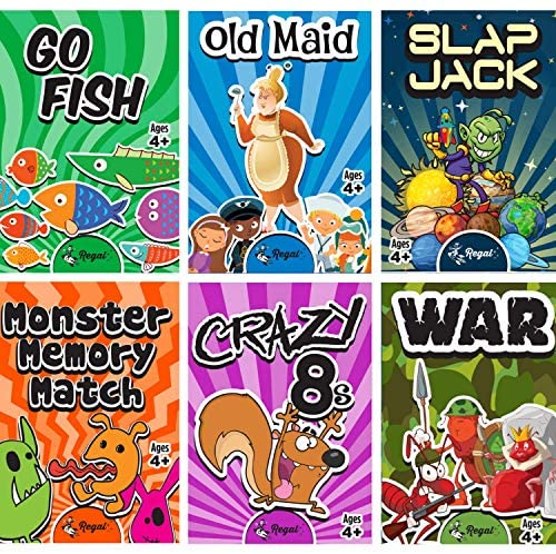 Toys and Games for Pre-Schoolers: Regal Games Classic Card Games, Old Maid, Go Fish, Slapjack, Crazy 8’s, War, Silly Monster Memory Match