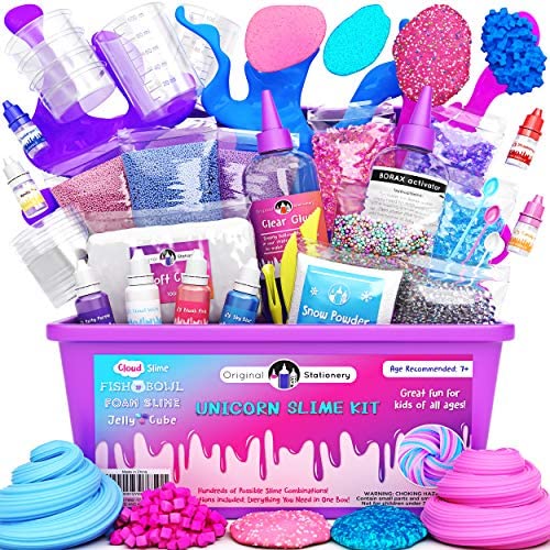 Toys for Babies Under One: Original Stationery Unicorn Slime Kit Supplies Stuff for Girls Making Slime [Everything in One Box] Kids Can Make Unicorn, Glitter, Fluffy Cloud, Floam Putty, Pink