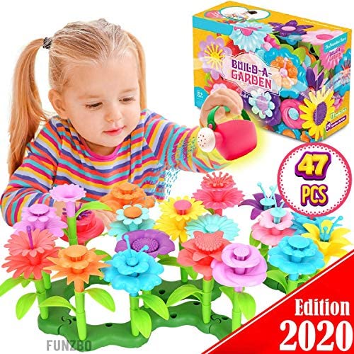 Toys and Games for Pre-Schoolers: FunzBo Flower Garden Building Toys for Girls – STEM Toy Gardening Pretend Gift for Kids – Stacking Game for Toddlers playset – Educational Activity for Preschool Children Age 3 4 5 6 7 Year Old Boys