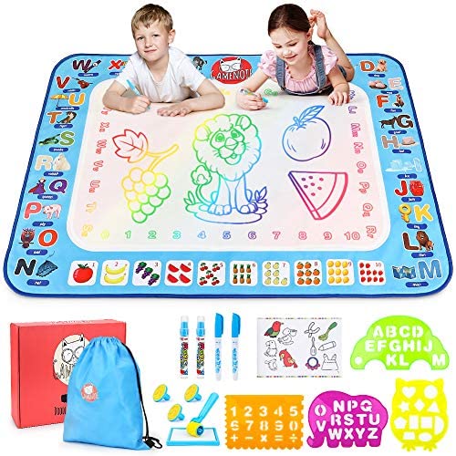 Toys for Toddlers: Gamenote Aqua Magic Doodle Mat – 40×30 Extra Large Water Drawing Mats No Mess Coloring Educational Painting Toys for Toddlers Boys Girls Age 3 4 5 6 7 8 Year Old