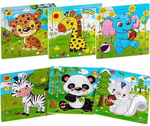 Toys and Games for Pre-Schoolers: Aitey Wooden Jigsaw Puzzles for Kids Ages 2-5 Toddler Puzzles 9 Pieces Preschool Educational Learning Toys Set Animals Puzzles for 2 3 4 Years Old Boys and Girls (6 Puzzles)