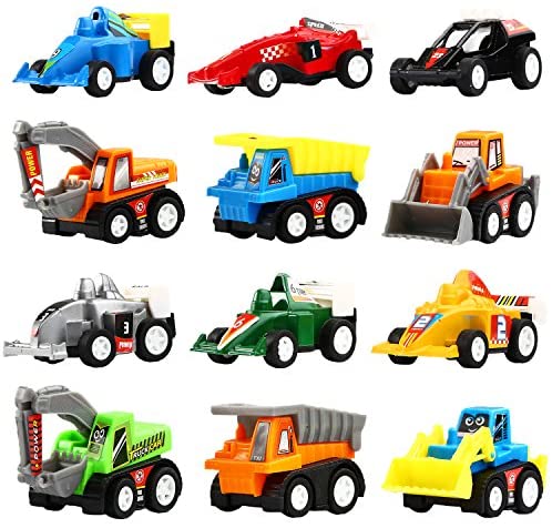 Toys for Toddlers: Yeonha Toys Pull Back Vehicles, 12 Pack Mini Assorted Construction Vehicles & Race Car Toy, Vehicles Truck Mini Car Toy for Kids Toddlers Boys Child, Pull Back & Go Car Toy Play Set